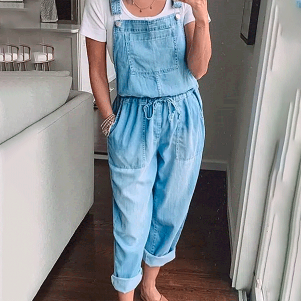 Jasnoniebieskie jeansowe ogrodniczki Dalia