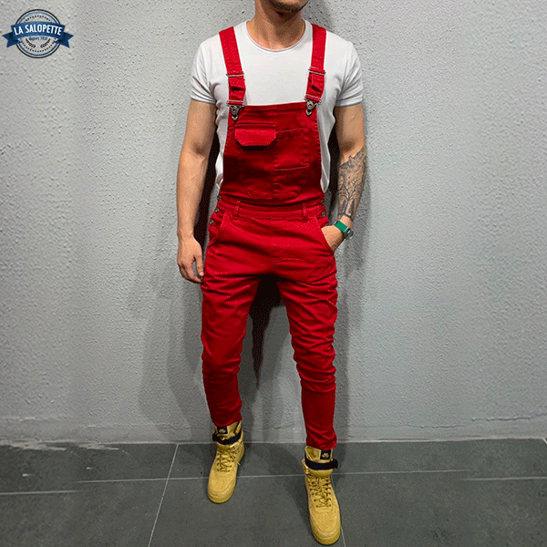 Ogrodniczki Jeansowe<br> Czerwone Cardinal