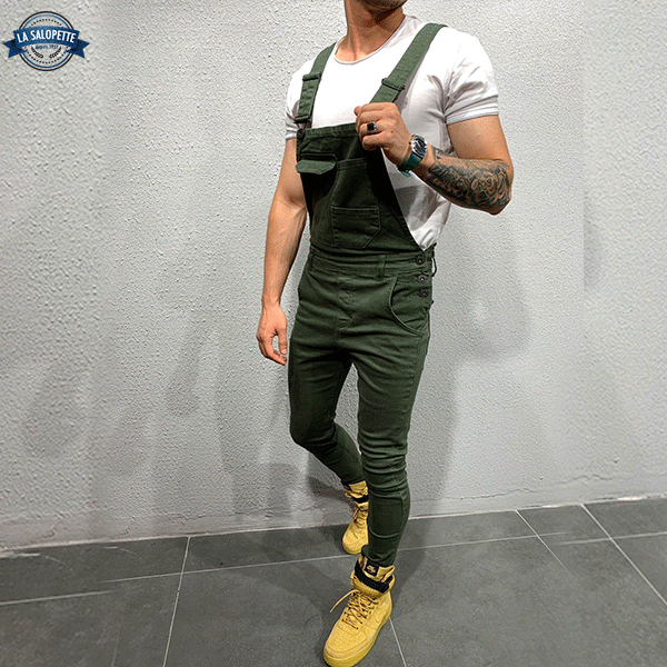 Ogrodniczki Jeansowe<br> Khaki Marszałek