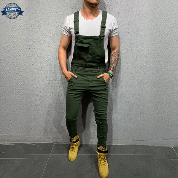 Ogrodniczki Jeansowe<br> Khaki Marszałek