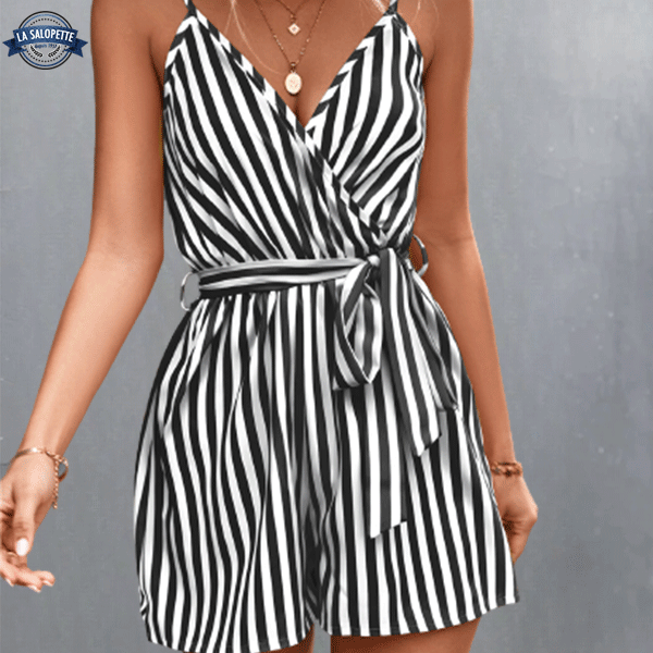 Kombinezon Krótki<br> w Pionowe Paski Zebra