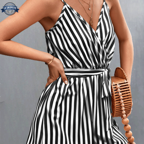 Kombinezon Krótki<br> w Pionowe Paski Zebra