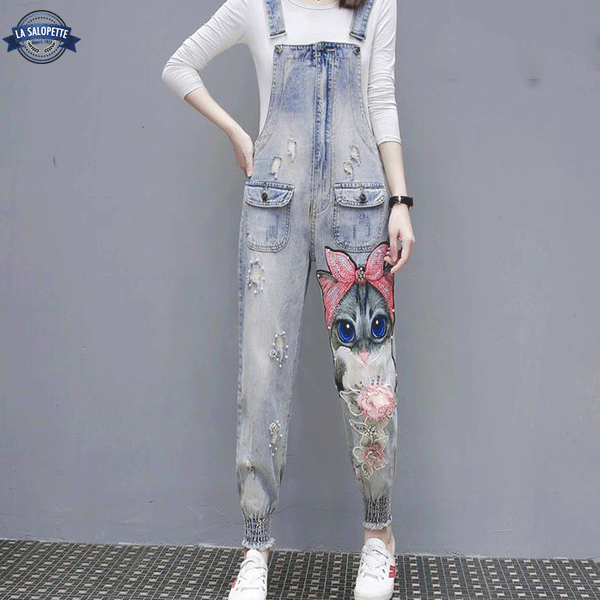 Ogrodniczki Jeansowe<br> Kot Rosy