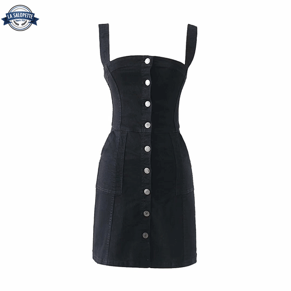Une Piece Robe Salopette avec Boutons