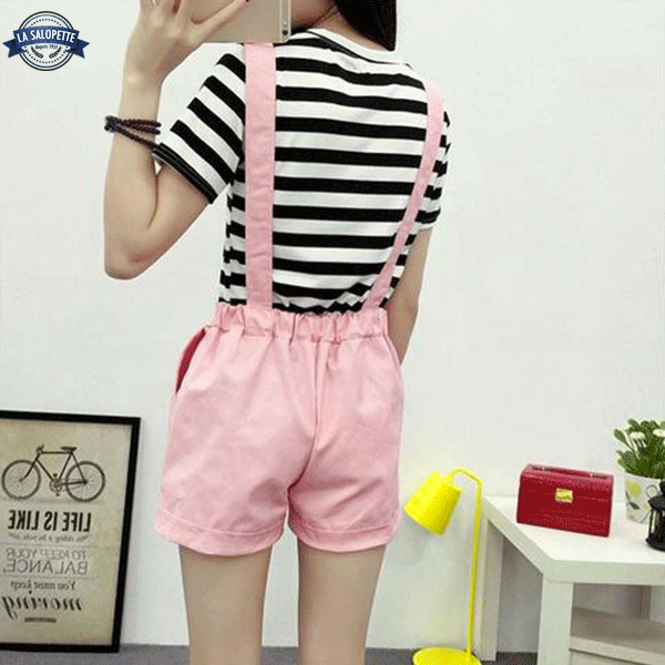 Ogrodniczki Short<br> Damskie Różowe Glacy