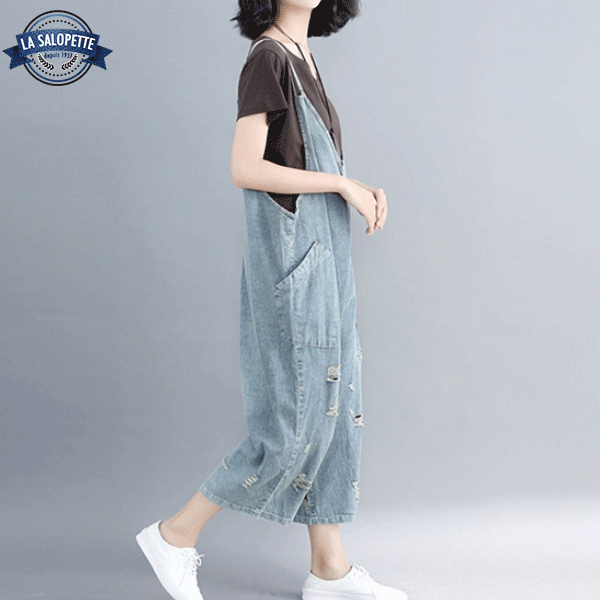 Ogrodniczki Jeansowe<br> Dziurawe Cubana
