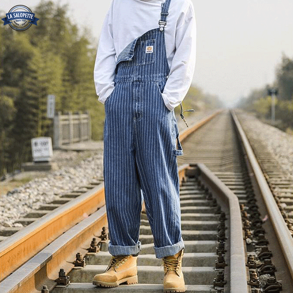Ogrodniczki jeansowe w paski męskie Raincoat