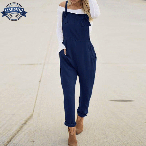 Ogrodniczki Vintage<br> Granatowe Damskie Hippie