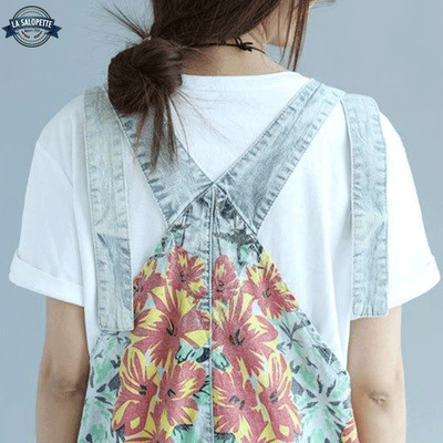 Salopette Denim avec Fleurs
