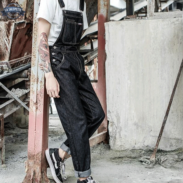 Salopette en Denim Noir Basic Classe