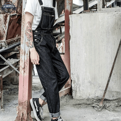 Salopette en Denim Noir Basic Classe