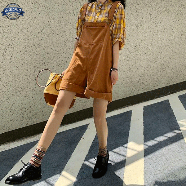 Ogrodniczki Short<br> Damskie Stretch Camel