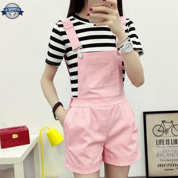 Ogrodniczki Short<br> Damskie Różowe Glacy
