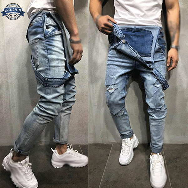 Ogrodniczki Jeansowe Niebieskie Męskie Grizzy