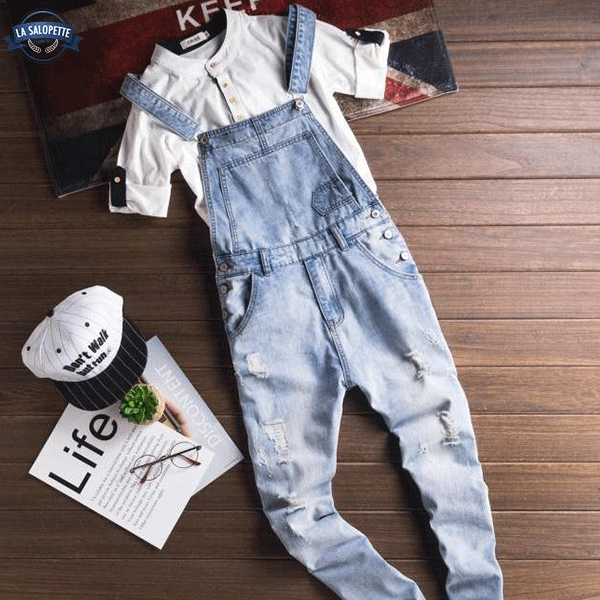 Ogrodniczki Jeansowe <br> Męskie Styl Kapitański