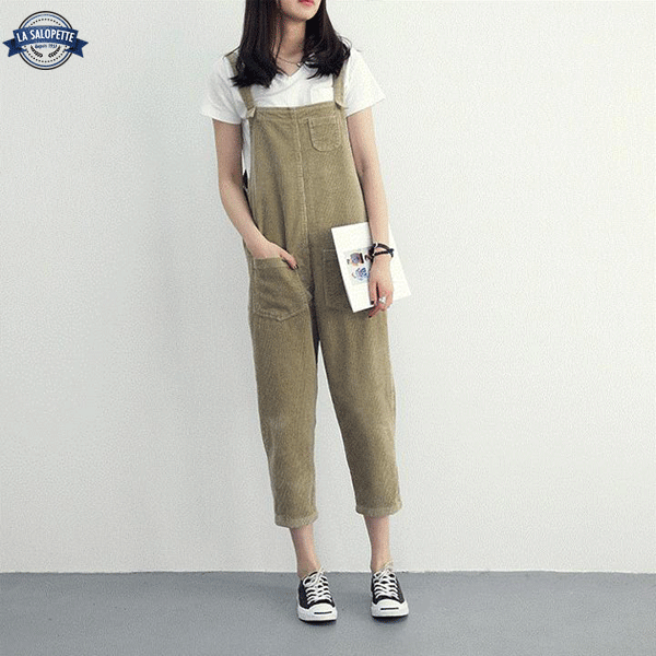 Ogrodniczki Vintage<br> Sztruksowe Khaki
