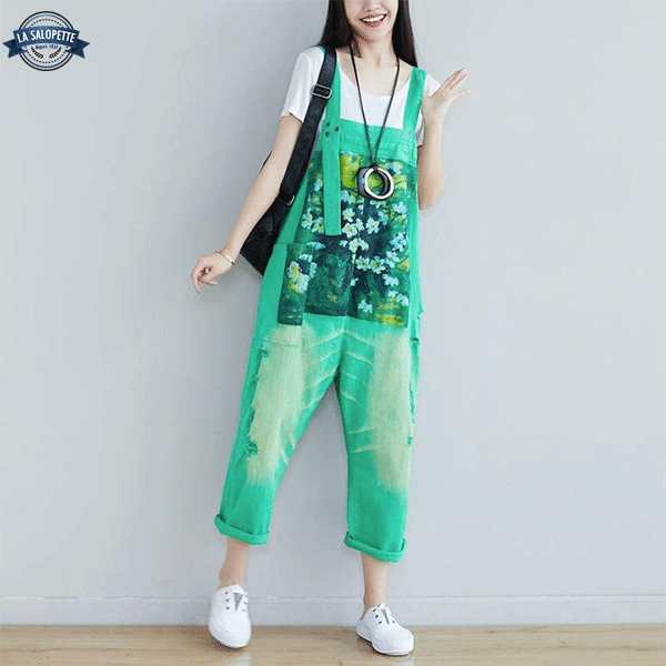 Ogrodniczki Jeansowe<br> Zielone Kawaii