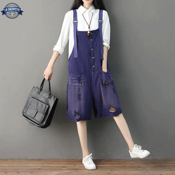 Ogrodniczki Jeansowe<br> Fioletowe Tainan